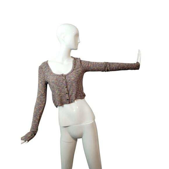 Urban Outfitters Women's Size L Ribbed Multi Color Grungecore Cropped Ashton Top - Picture 5 of 9